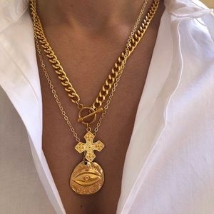 Yellow gold cross necklace